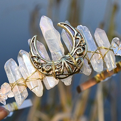 Natural Electroplated Crystal Hair Bands PW-WG6526D-15-1