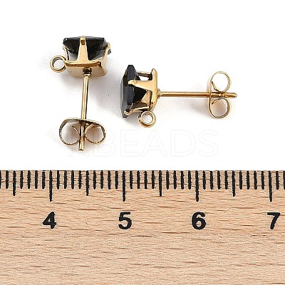Ion Plating(IP) 304 Stainless Steel Cubic Zirconia Stud Earring Findings STAS-P373-06C-05-1