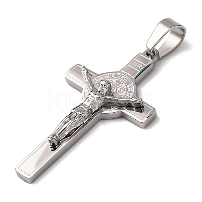 304 Stainless Steel Religion Jesus Cross Pendants STAS-F323-12P-1