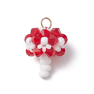 7Pcs 7 Colors Handmade Glass Seed Beaded Mushroom Pendants PALLOY-MZ00621-1