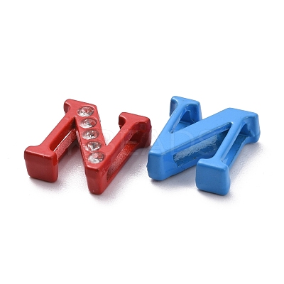 Spray Painted Zinc Alloy Slide Charms ALRI-WH0005-13N-1