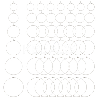48Pcs 6 Sizes 316L Surgical Stainless Steel Hoop Earring Findings STAS-LP0001-06-1