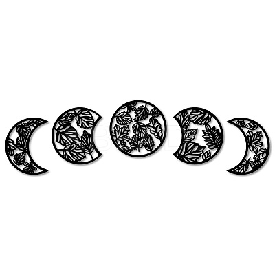 Wood Moon Phase Pendant Decoration HJEW-WH20013-006-1
