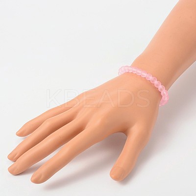 Stretchy Frosted Glass Beads Kids Bracelets for Children's Day BJEW-JB01768-06-1