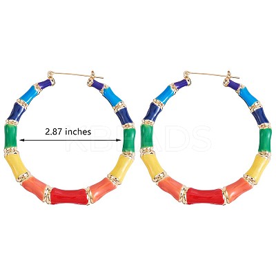 Enamel Bamboo Big Hoop Earrings JE976A-1
