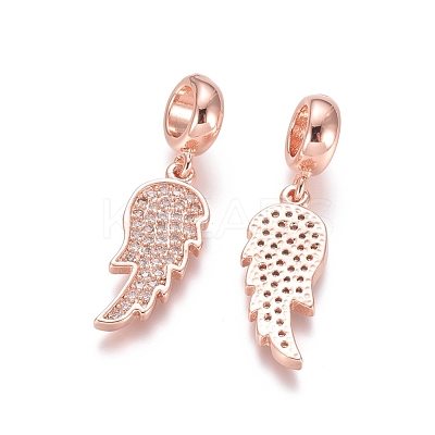 Brass Micro Pave Cubic Zirconia European Dangle Charms ZIRC-E163-11RG-1