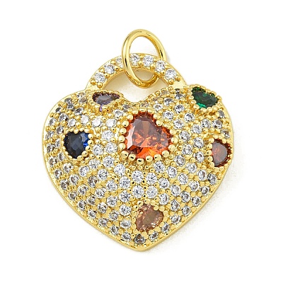 Rack Plating Brass Pave Cubic Zirconia Pendants KK-U029-08G-02-1