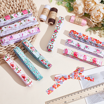 40 Yards 10 Styles Flat Flower Printed Polyester Elastic Cord OCOR-WR0001-48-1