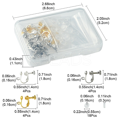 12Pcs 3 Colors Brass Screw On Clip-on Earring Findings KK-FS0001-29-1