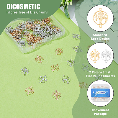 100Pcs 2 Metal Colors Rack Plating Brass Connector Charms KK-DC0004-12-1