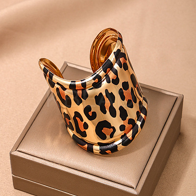 Leopard Print Alloy Cuff Bangles  for Women WGB08C8-01-1