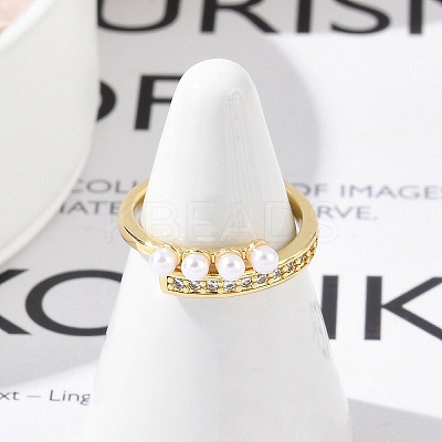 Brass Micro Pave Clear Cubic Zirconia Finger Rings for Women LS-RJEW-R011-08G-02-1