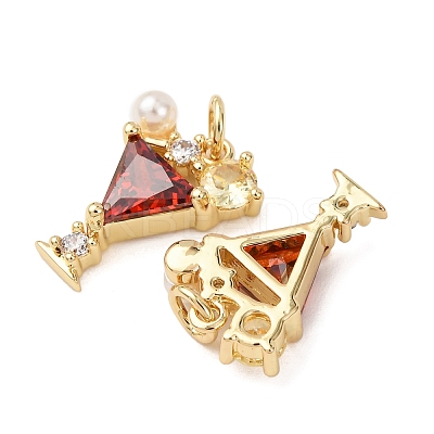 Brass Micro Pave Cubic Zirconia Pendants KK-D019-25G-1