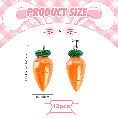 12Pcs Carrot AB Color Resin Pendants RESI-PH0002-47-1