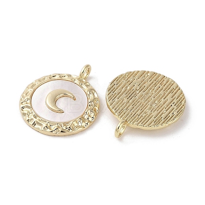 Brass Micro Pave Clear Cubic Zirconia with Shell Pendants KK-G491-40G-1