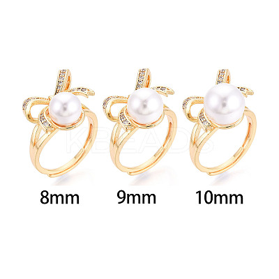 Bowknot Brass Micro Pave Clear Cubic Zirconia Adjustable Ring Settings KK-T076-27G-1
