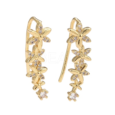 Cubic Zirconia Flower Dangle Earrings EJEW-A069-04G-1