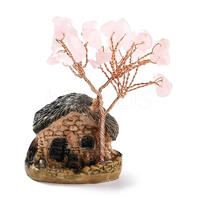 Resin & Natural Rose Quartz Model Ornament DJEW-Z001-01E-1