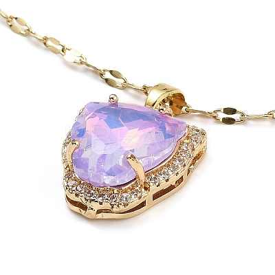Tiger Head Light Gold Brass Micro Pave Cubic Zirconia Pendant Necklaces NJEW-E105-18KCG-02-1