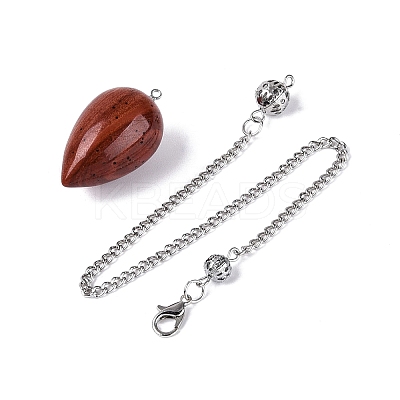 Natural Red Jasper Dowsing Pendulum Pendants AJEW-N005-02E-1