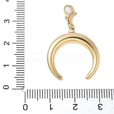 304 Stainless Steel Rhinestone Double Horn/Crescent Moon Pendant Decoration STAS-S165-42G-1