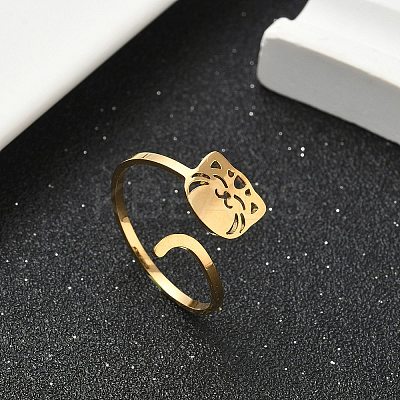 304 Stainless Steel Cuff Rings for Women LS-RJEW-F195-02G-1