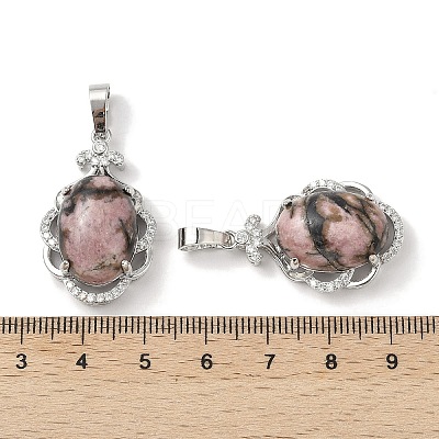 Natural Rhodonite Oval Pendants G-NH0025-15P-15-1