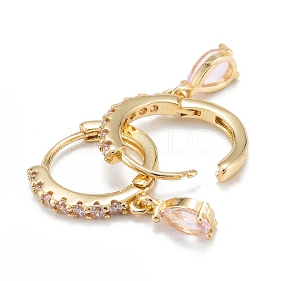 Brass Micro Pave Cubic Zirconia Huggie Hoop Earrings EJEW-K087-03G-03-1