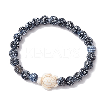 Dyed Natural Weathered Agate Round Beads Stretch Bracelets BJEW-JB11078-03-1