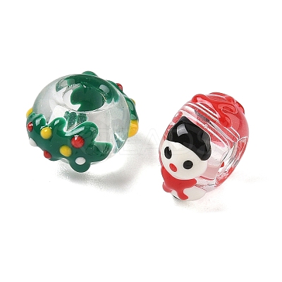 Christmas Glass European Beads LAMP-F132-01-1