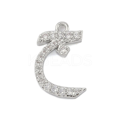 Rack Plating Brass Micro Pave Clear Cubic Zirconia Pendants KK-A224-03A-P-1