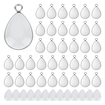 50Pcs 304 Stainless Steel Pendant Cabochon Settings STAS-UN0042-64-1
