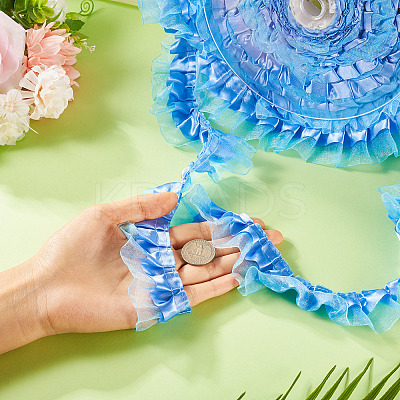 1Pc 2-Layer Pleated Satin Organza Ribbons ORIB-TA0001-06D-1