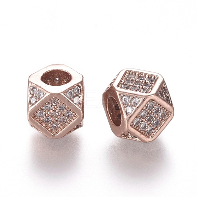 Brass Micro Pave Cubic Zirconia Beads ZIRC-L088-01B-RG-1
