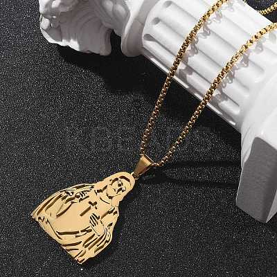 201 Stainless Steel Religion Pendant Necklaces NJEW-Z058-05G-1