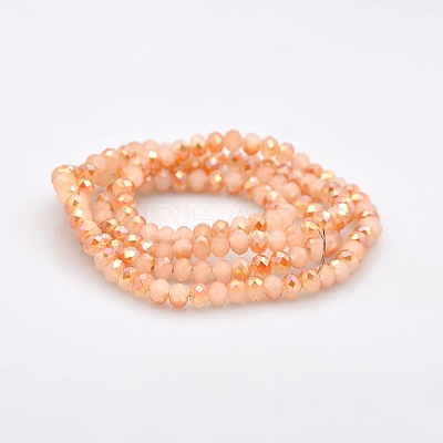 Half Rainbow Plated Faceted Rondelle Imitation Jade Glass Beads Strands GLAA-A024C-HR09-1