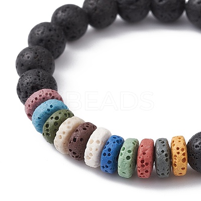 Dyed Natural Lava Rock Beaded Stretch Bracelets for Kid BJEW-JB09666-1