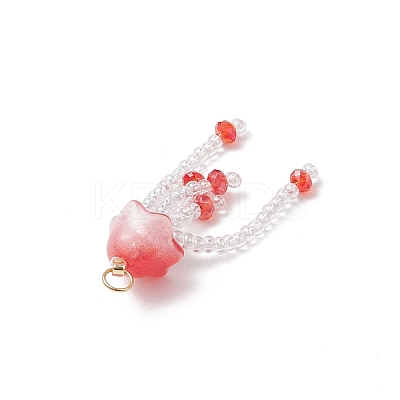 Glass Seed Beaded Jellyfish Pendants PALLOY-MZ00707-1