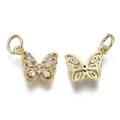Brass Micro Pave Clear Cubic Zirconia Charms ZIRC-N039-093-NF-1