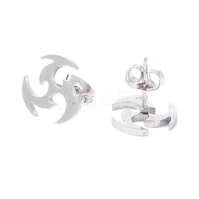 Non-Tarnish Windmill 304 Stainless Steel Stud Earrings for Women LS-EJEW-Z017-06P-1