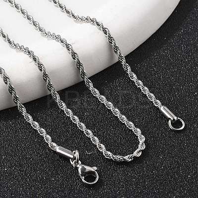 Non-Tarnish 304 Stainless Steel Rope Chain Necklaces NJEW-F226-03P-03-1