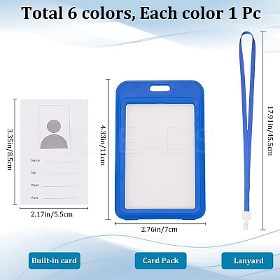 Rectangle Plastic ID Badge Holder with Lanyard AJEW-CP0006-04B-1