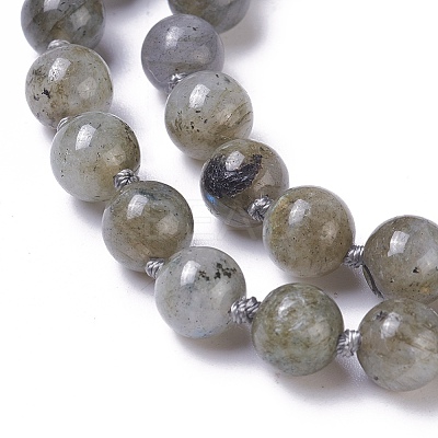 Natural Labradorite Beaded Necklace NJEW-I107-03-1