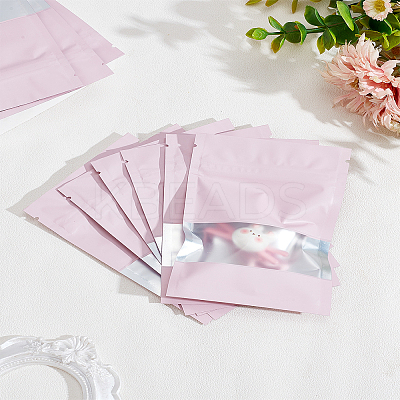 40Pcs Rectangle Composite Material Clear Window Zip Top Mylar Bags ABAG-LP0001-38A-1
