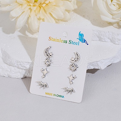 304 Stainless Steel Earring Sets EJEW-S248-07P-1
