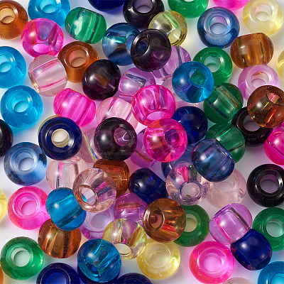 100Pcs 10 Colors Transparent Glass European Beads GLAA-CD0001-12-1