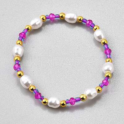 Plastic Pearl Beaded Stretch Bracelets for Women BJEW-WH0016-69A-1