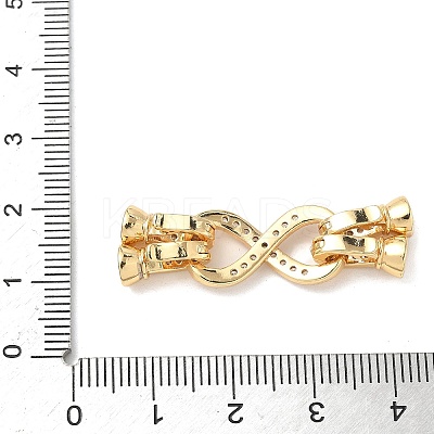 Brass Micro Pave Clear Cubic Zirconia Fold Over Clasps X-KK-U059-32G-1