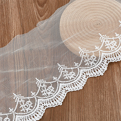 5 Yards Milk Fiber Gauze Embroidery Lace Ribbon Trims Fabric DIY-DR0001-57-1