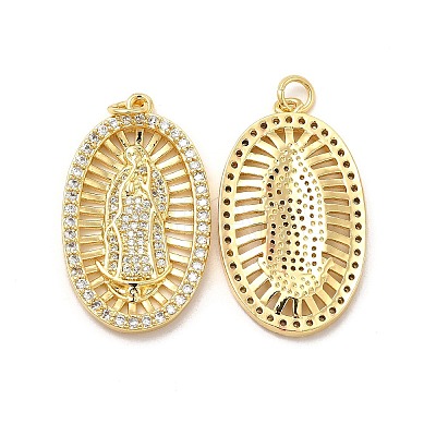 Brass Micro Pave Cubic Zirconia Pendants KK-E068-VB095-1